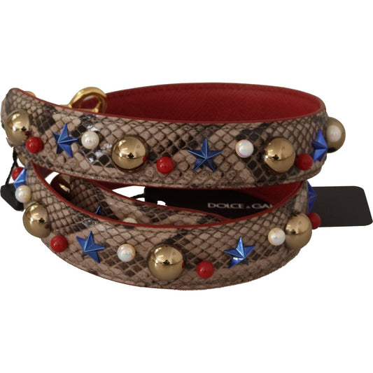 Dolce & Gabbana Elegant Python Leather Shoulder Strap Dolce & Gabbana Dark Olive Green