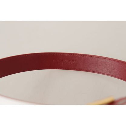 Dolce & Gabbana White Calf Leather Two-Toned Gold Metal Buckle Belt