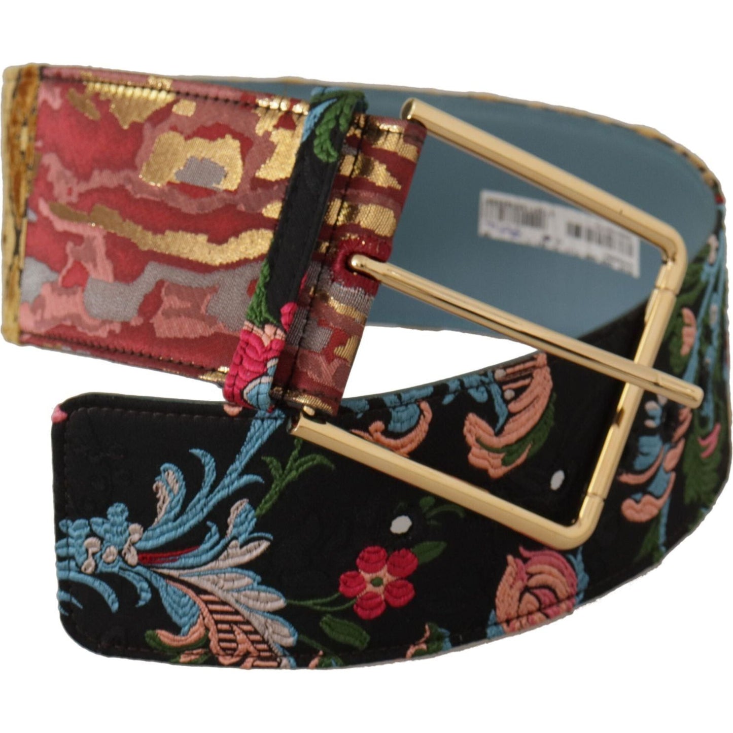 Dolce & Gabbana Multicolor Embroidered Leather Gold Metal Buckle Belt