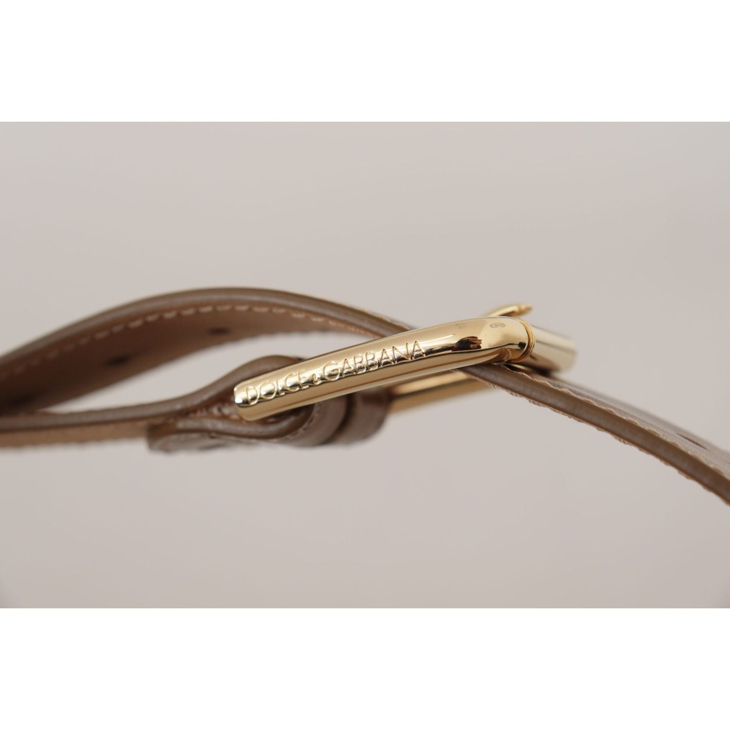 Dolce & Gabbana Bronze Calf Leather Gold Logo Waist Buckle Belt