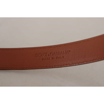 Dolce & Gabbana Brown Leopard Embossed Leather Buckle Belt