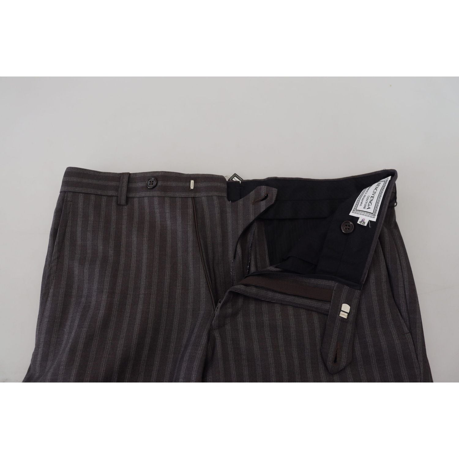 BENCIVENGA Brown Stripes Slim Fit Men Pants