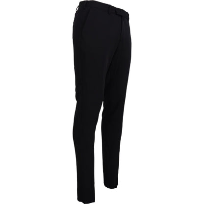 Domenico Tagliente Black Polyester Tapered Dress Pants