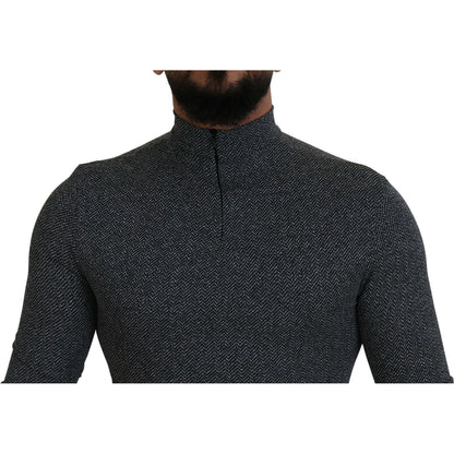 Dolce & Gabbana Dark Gray Nylon Turtleneck Pullover Sweater