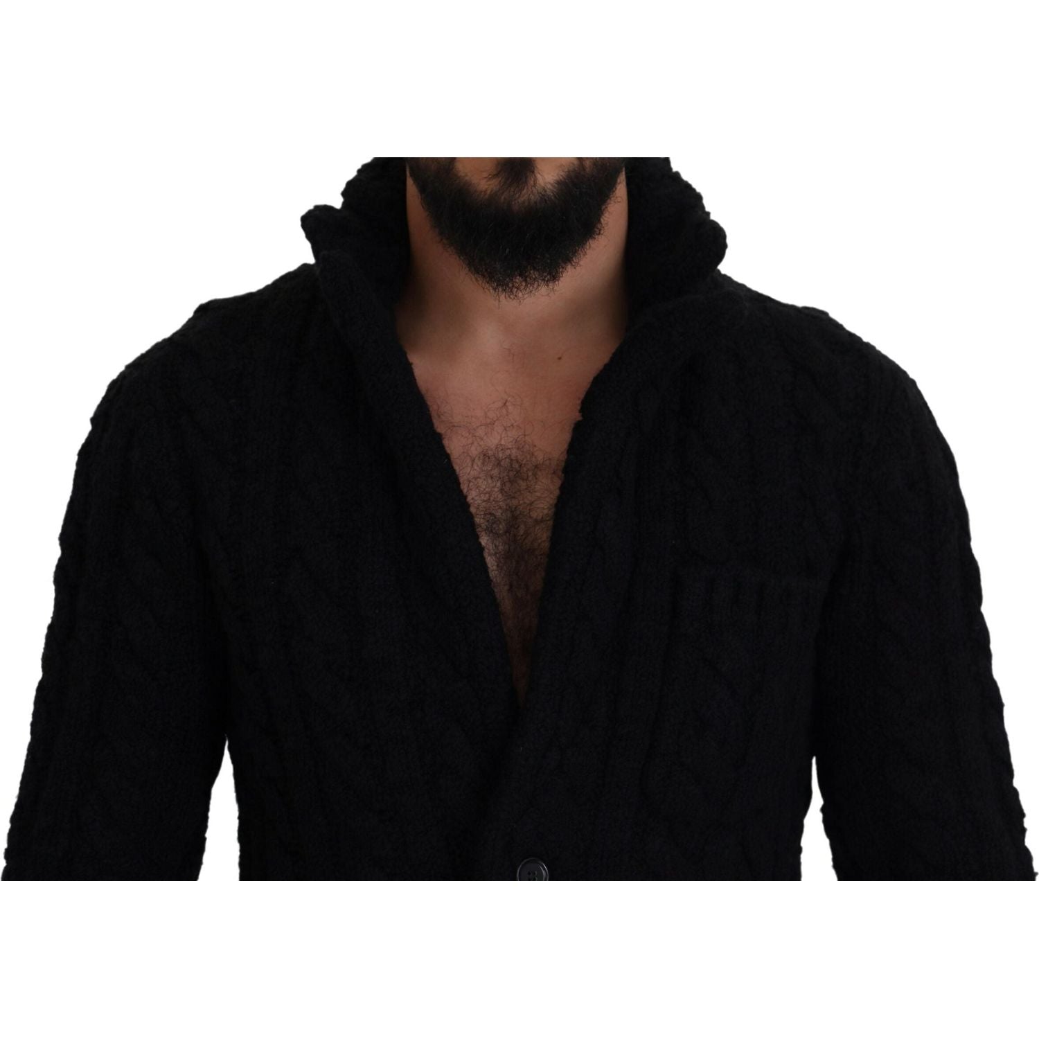 Dolce & Gabbana Black Wool Knit Button Cardigan Sweater