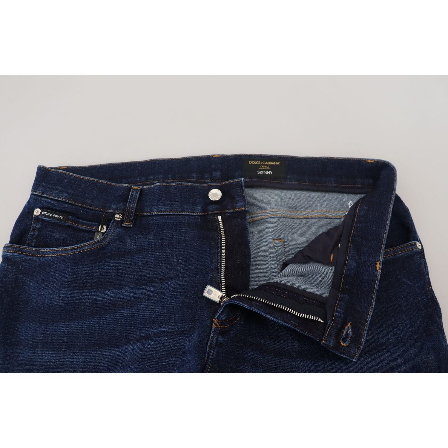 Dolce & Gabbana Dark Blue Cotton Denim SKINNY Jeans