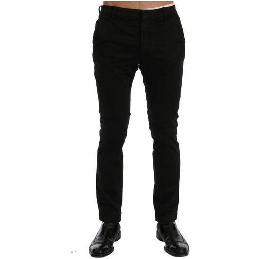 Costume National Chic Black Slim Fit Cotton Stretch Pants Jeans & Pants Costume National Black