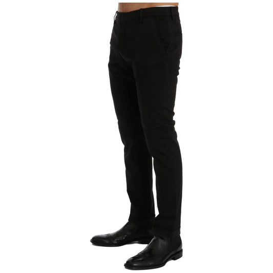 Costume National Chic Black Slim Fit Cotton Stretch Pants Jeans & Pants Costume National Black