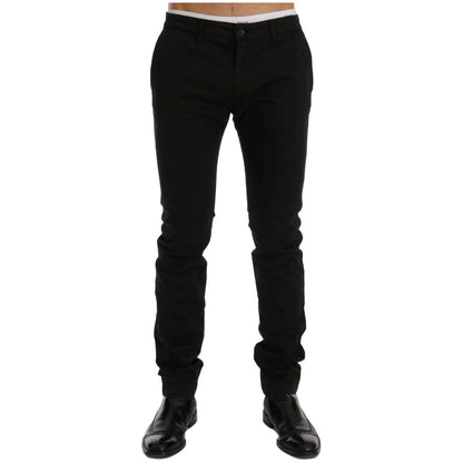 GF Ferre Black Cotton Stretch Chinos Pants Jeans & Pants
