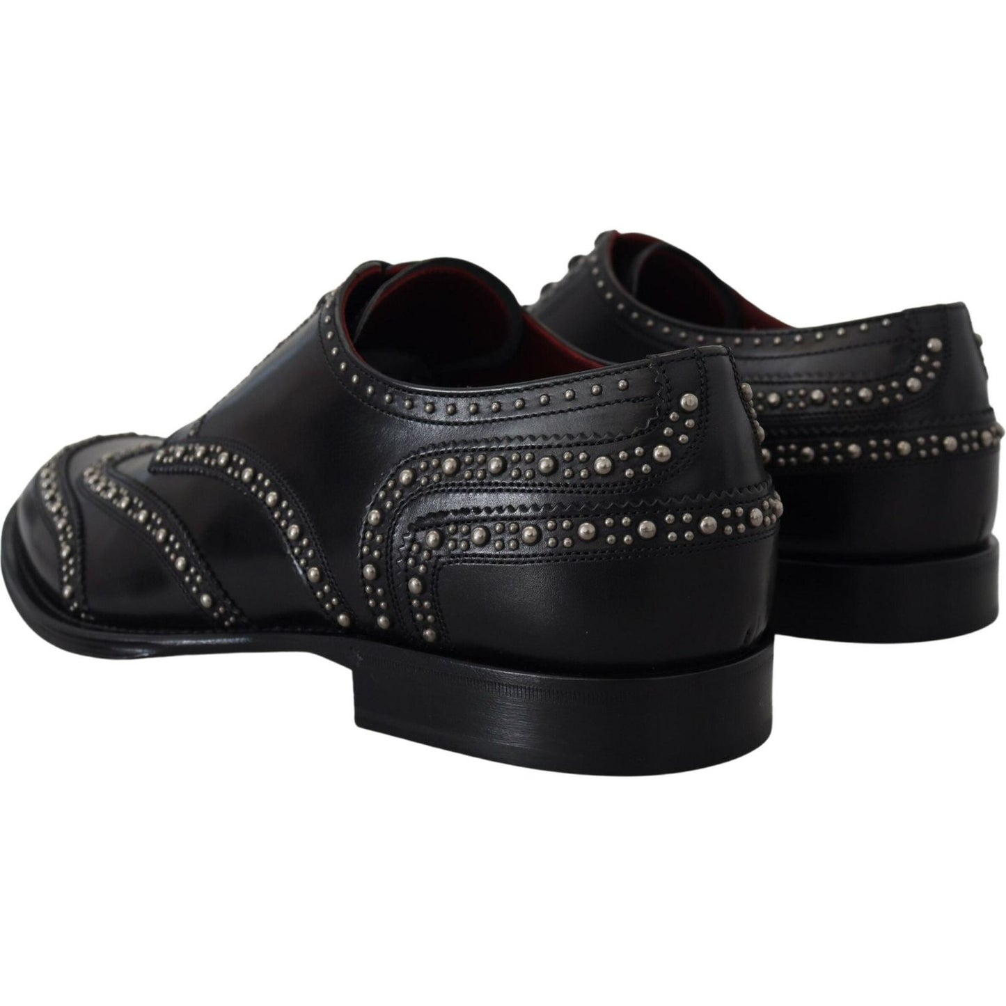 Dolce & Gabbana Black Leather Derby Dress Studded Shoes