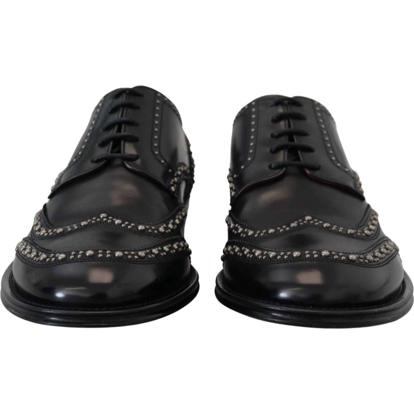 Dolce & Gabbana Black Leather Derby Dress Studded Shoes