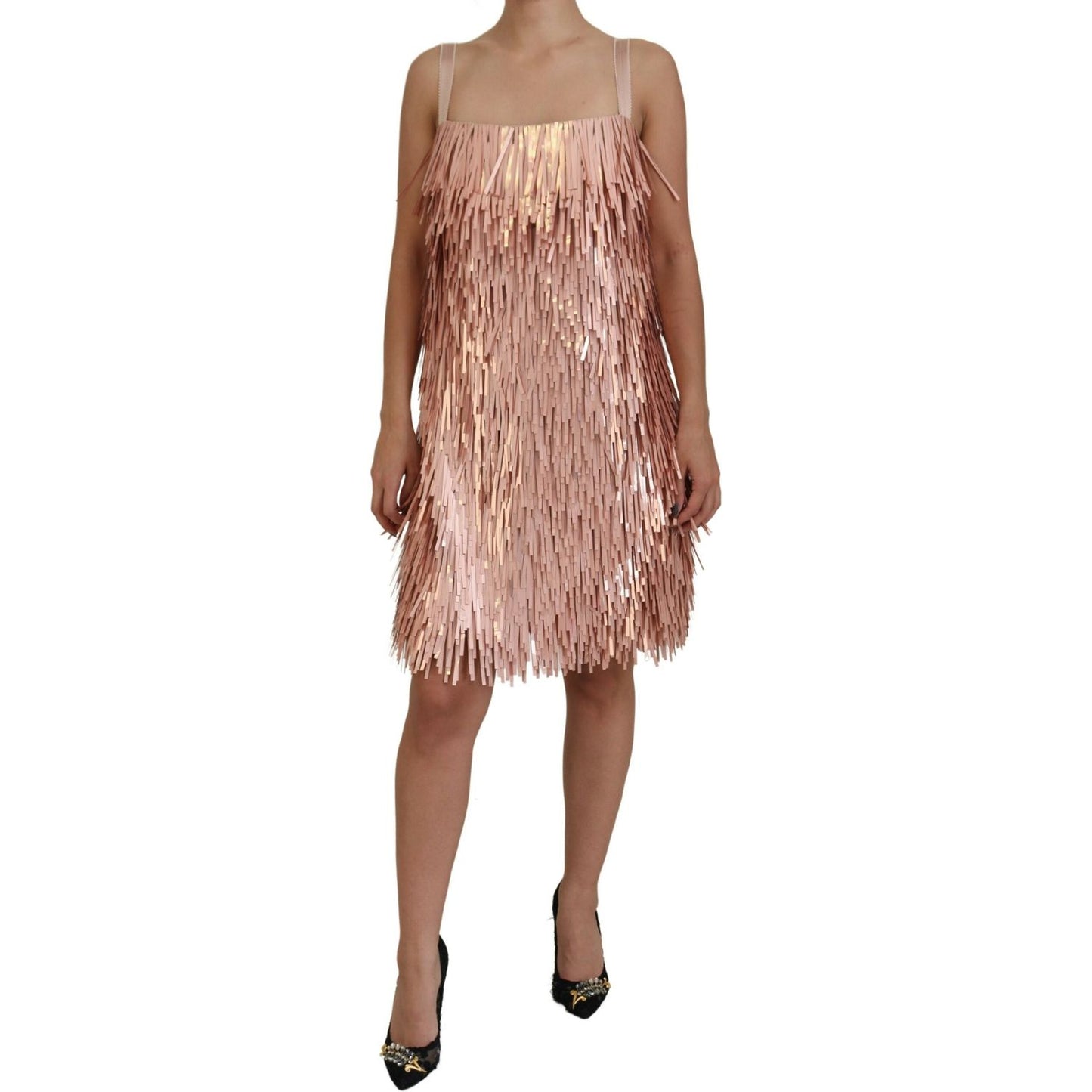 Dolce & Gabbana Pink Tinsel Sleeveless Shift A-line Dress