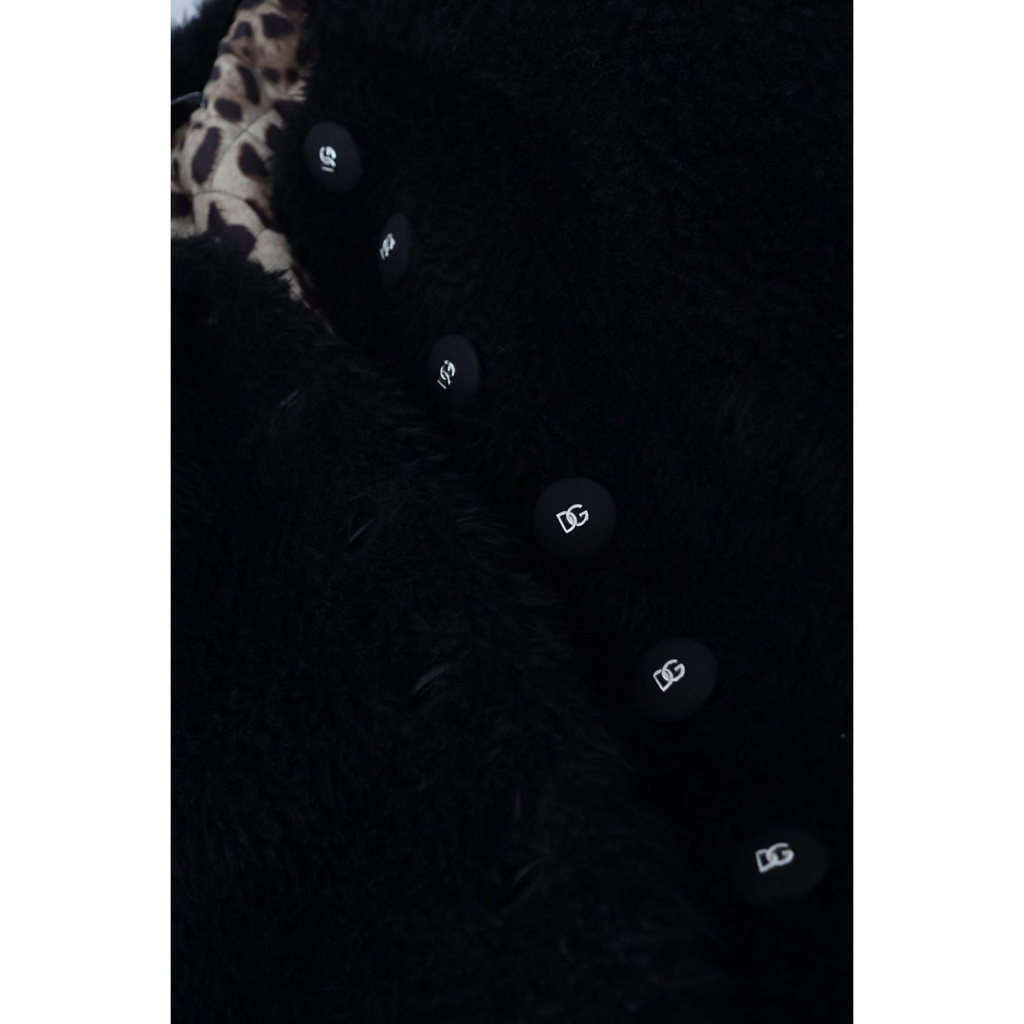 Dolce & Gabbana Black Cashmere Blend Faux Fur Coat Jacket