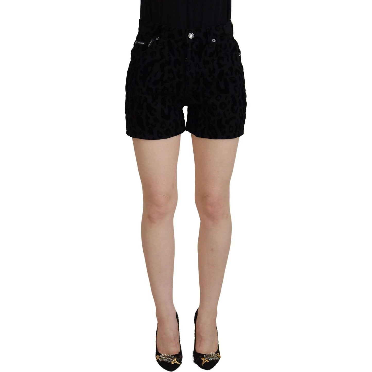 Dolce & Gabbana Black Denim Cotton Stretch Hot Pants Shorts