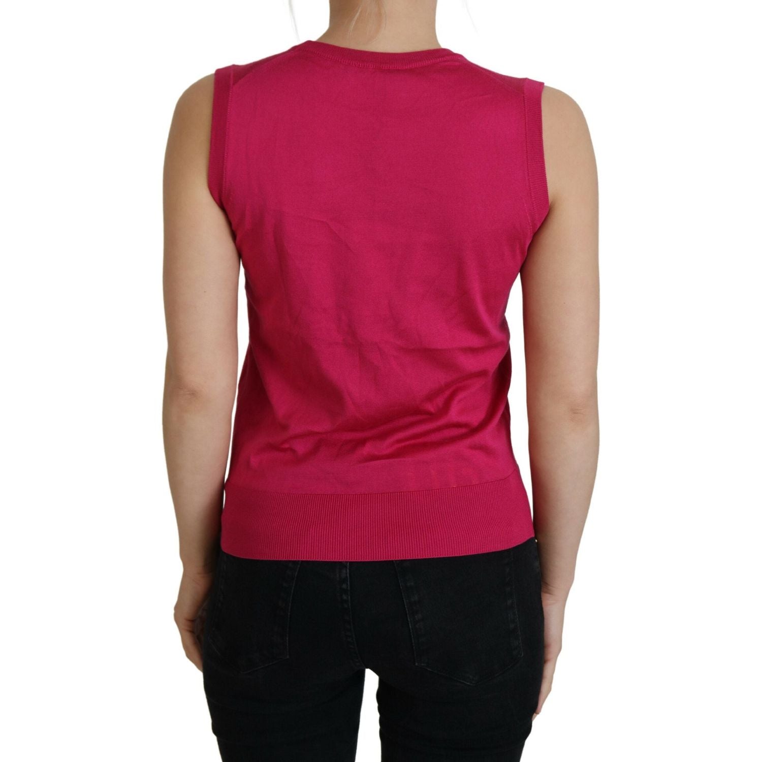 Dolce & Gabbana Pink Silk Vest Pullover Crewneck Tank Top
