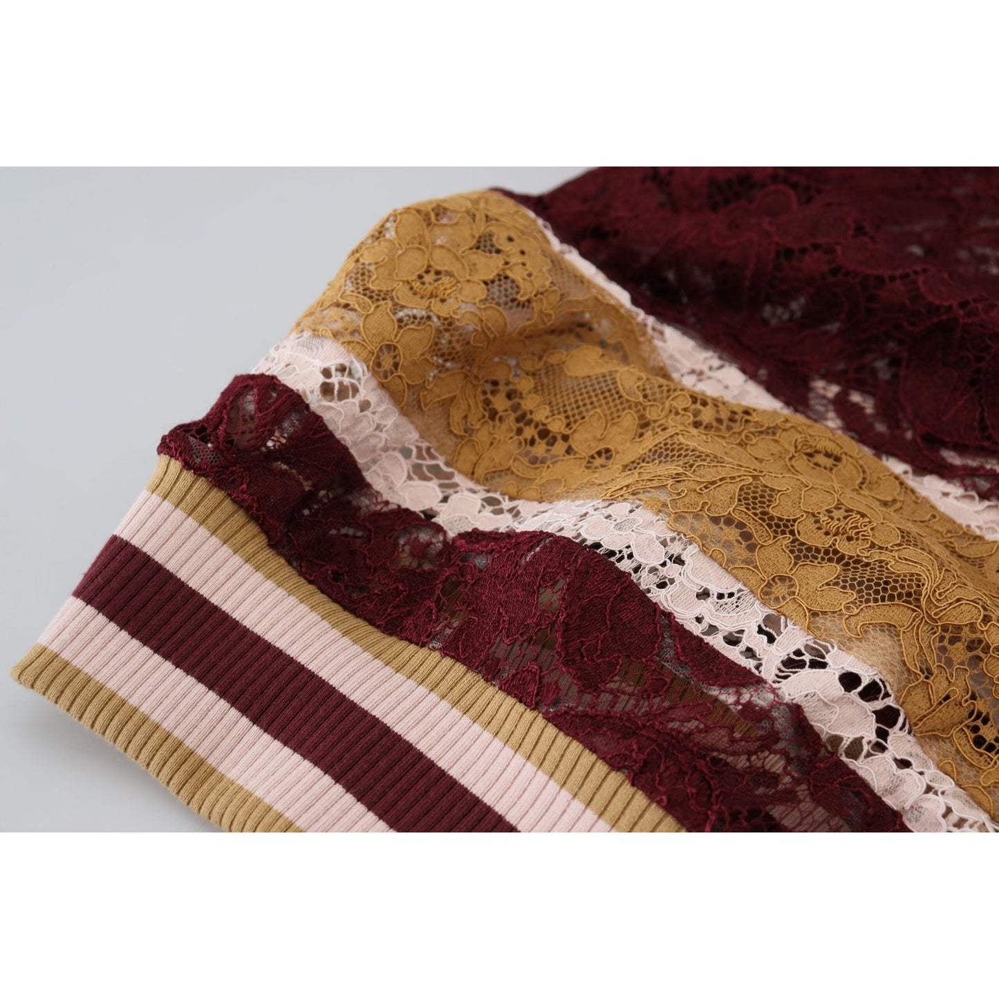 Dolce & Gabbana Multicolor Lace V-neck Pullover Sweater