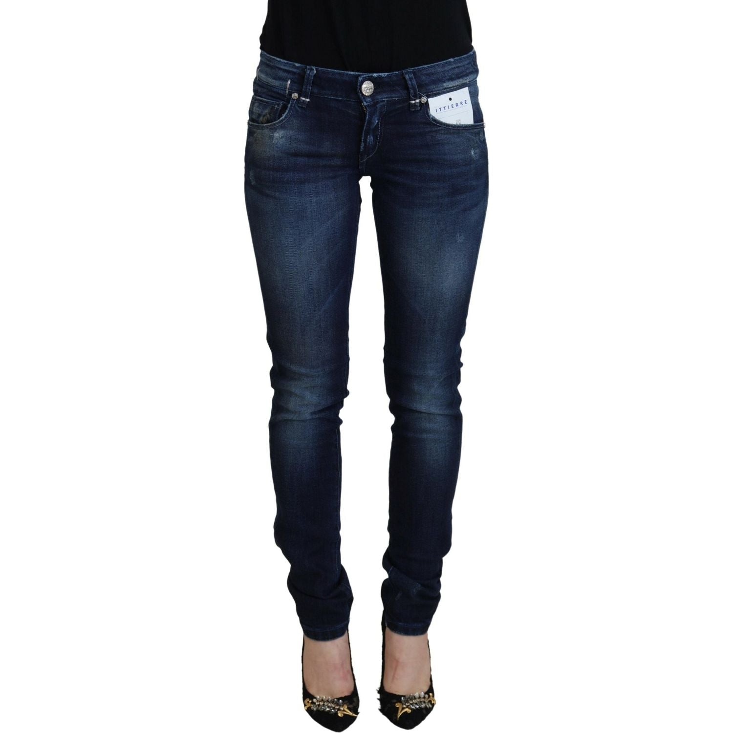 Acht Blue Cotton Low Waist Slim Fit Women Casual Denim Jeans