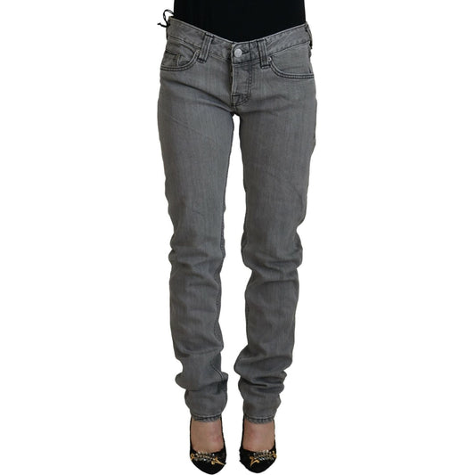 Care Label Gray Washed Cotton Skinny Women Casual Denim Jeans