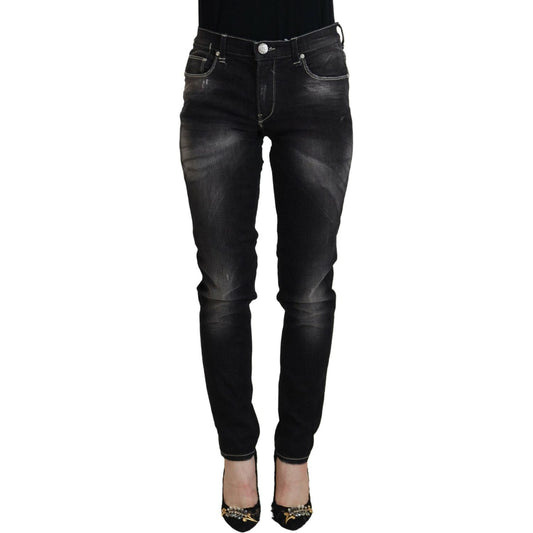 Acht Black Washed Mid Waist Tapered Women Casual Denim Jeans PAN72701- 26
