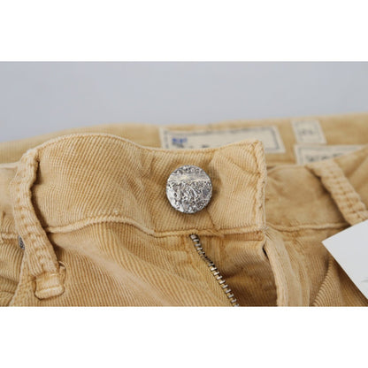 Acht Brown Cotton Corduroy Low Waist Women Casual Jeans