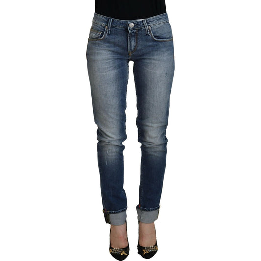 Acht Blue Washed Cotton Low Waist Women Casual Jeans PAN74069- 26