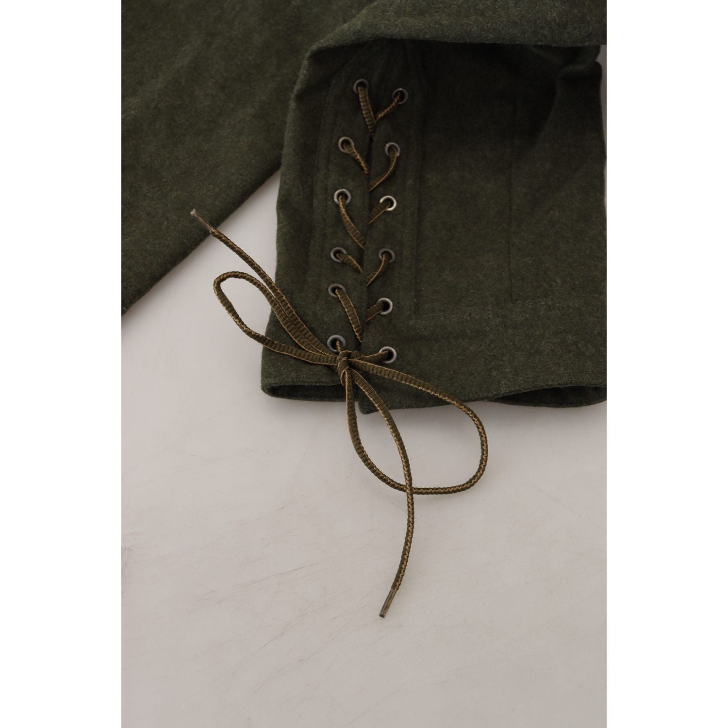 Ermanno Scervino Green Lace Up Leg Women Tapered Pants