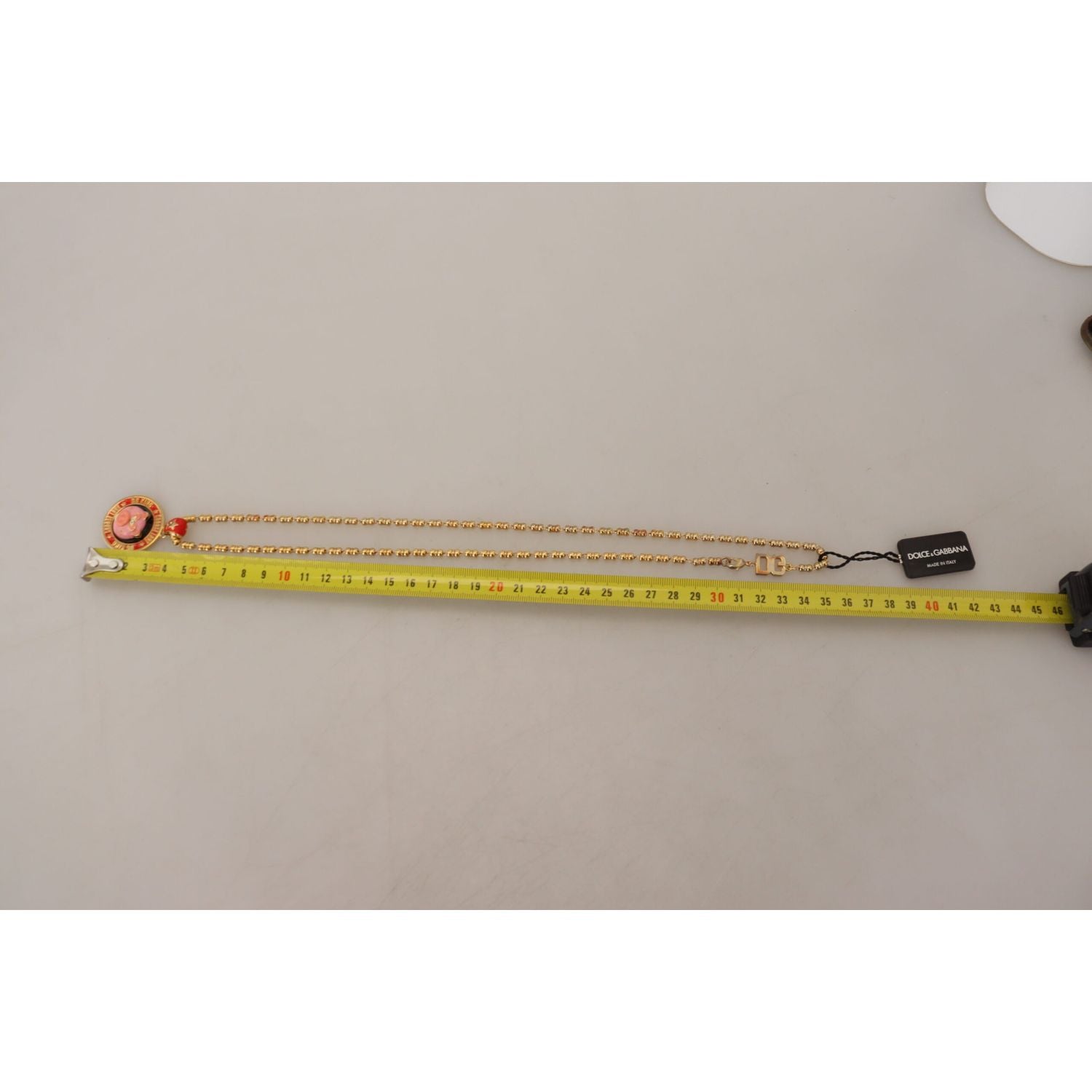 Dolce & Gabbana Gold Brass Chain SUPER PIG Pendant Logo Necklace