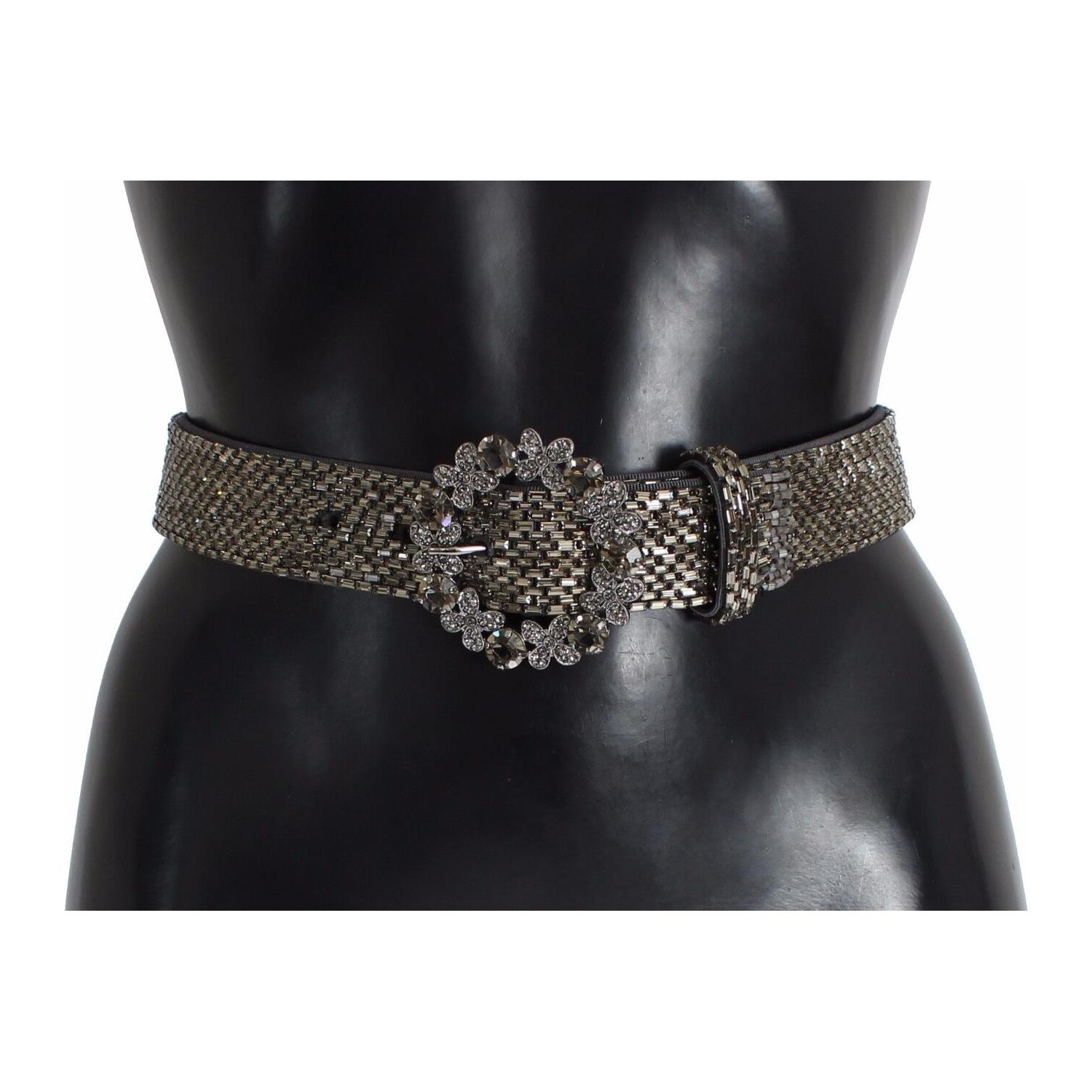 Dolce & Gabbana Multicolor Wide Crystal Buckle Sequined Belt