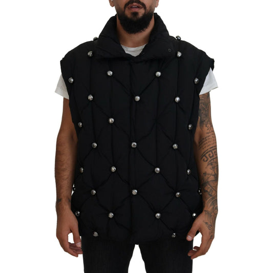 Dolce & Gabbana Black Sleeveless DG Metal Embellishment Jacket