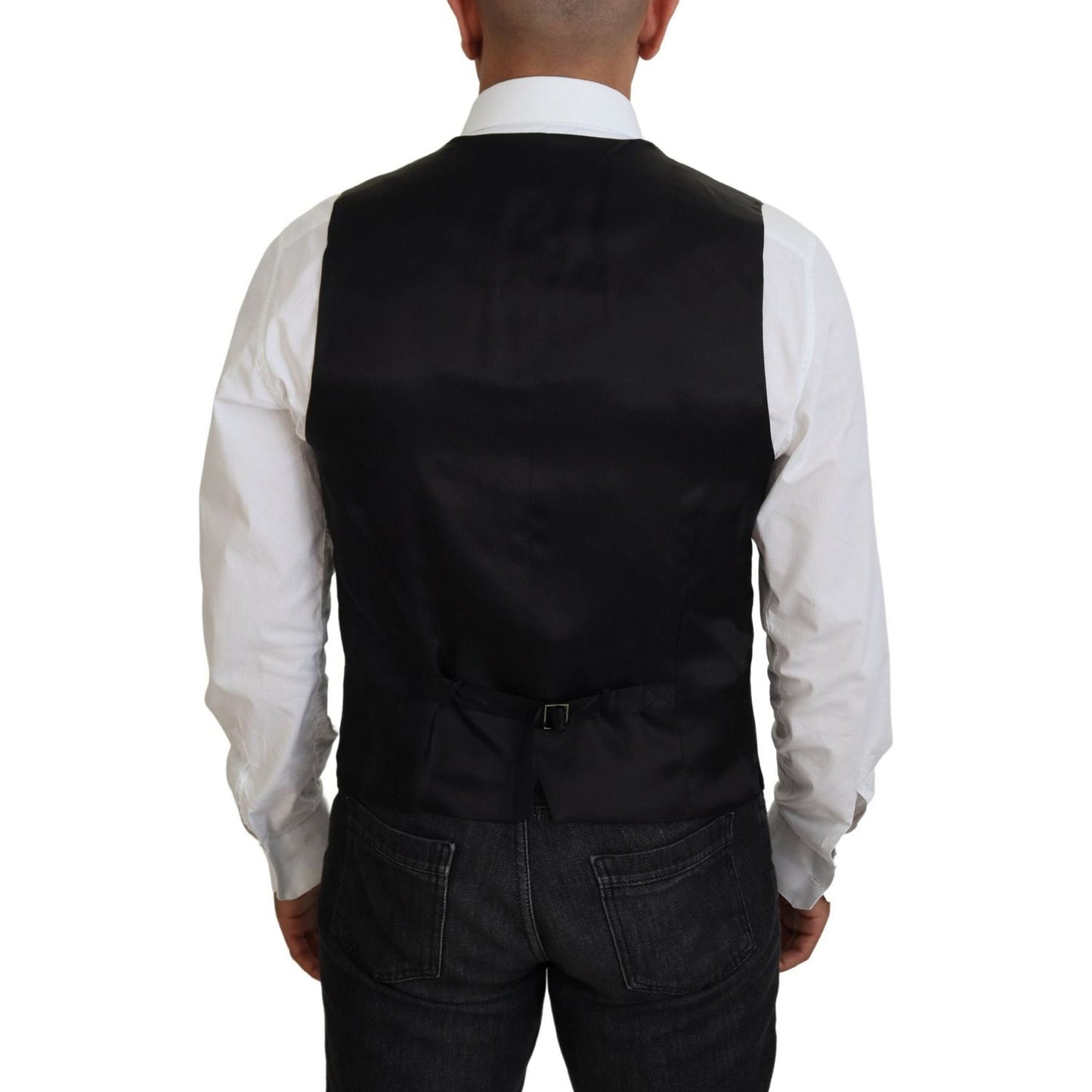 Dolce & Gabbana Black Virgin Wool Waistcoat Formal Vest