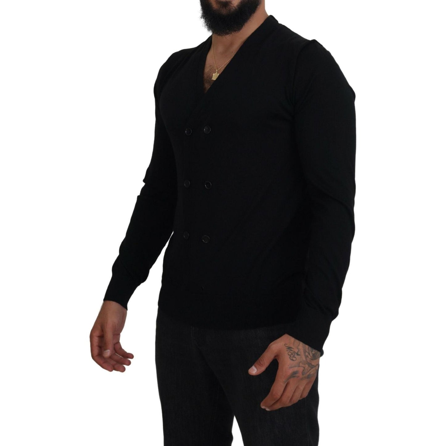 Dolce & Gabbana Black Cashmere Button Down Cardigan Sweater