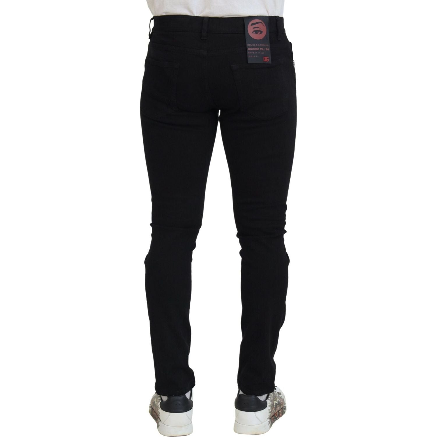 Dolce & Gabbana Black Slim Fit Tattered Denim Cotton Jeans