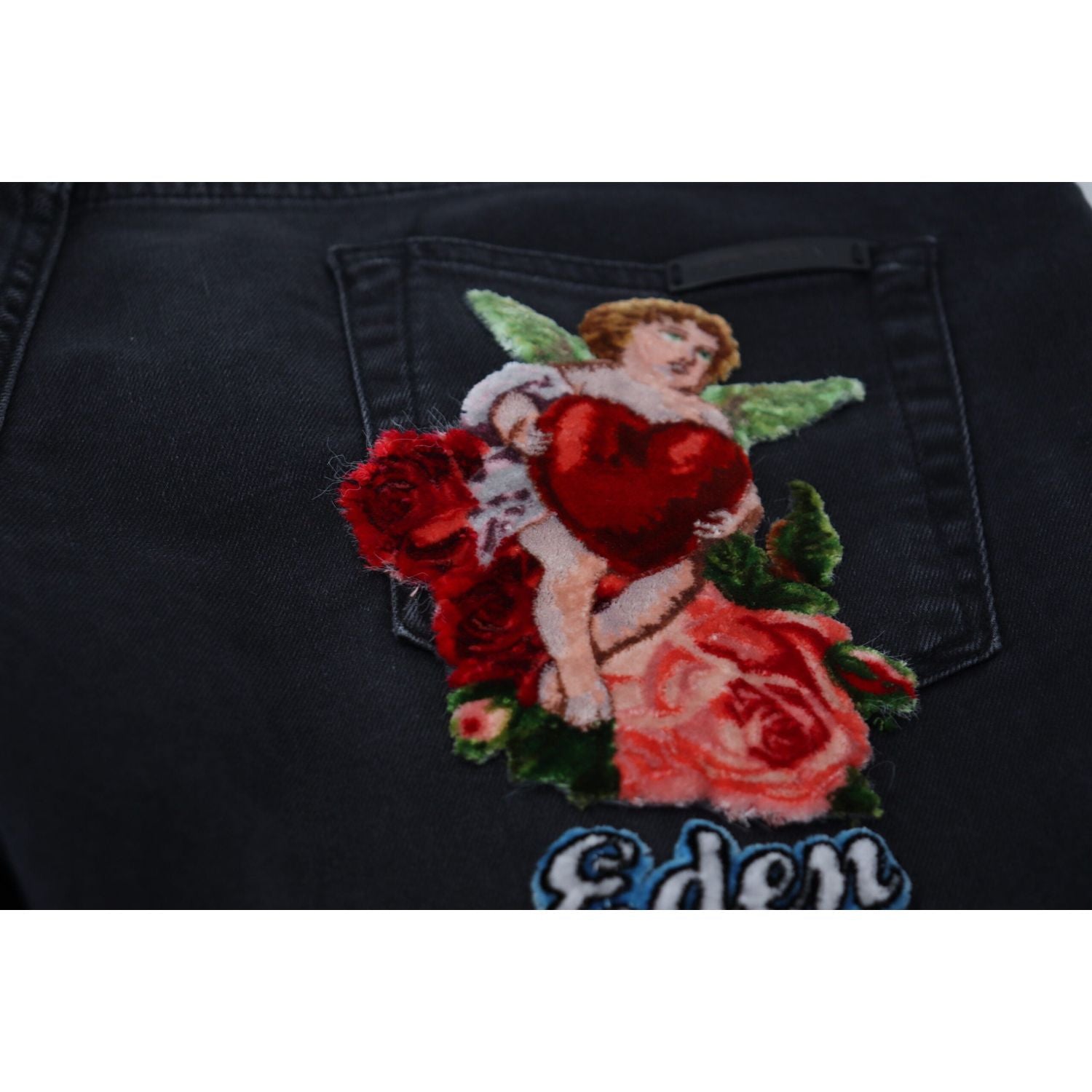 Dolce & Gabbana Black Angel Embroidery Skinny Denim Jeans