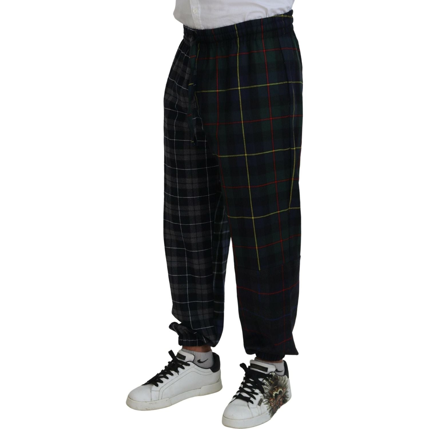Dolce & Gabbana Multicolor Checkered Wool Men Jogger Pants