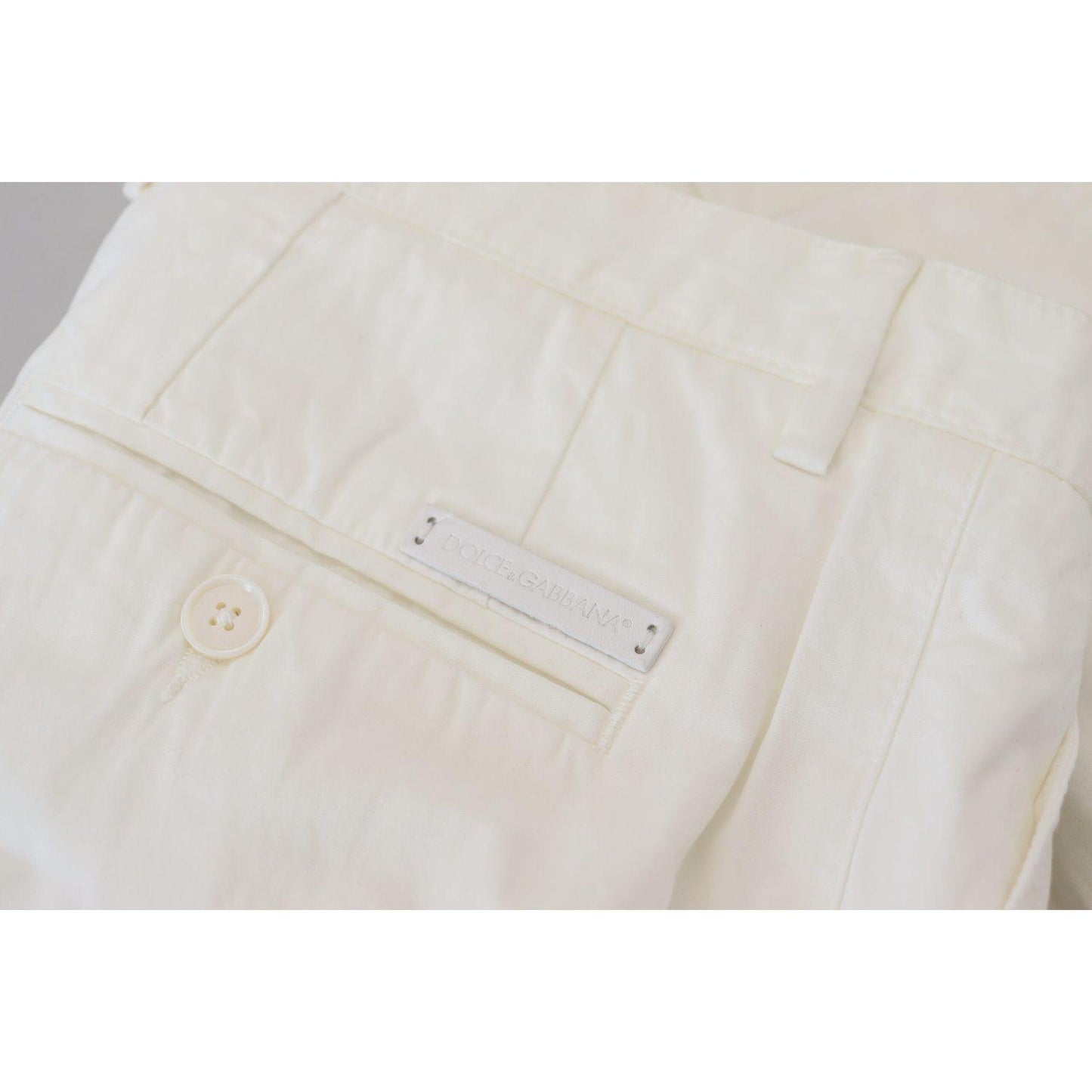 Dolce & Gabbana White Cotton Skinny Chino Pants