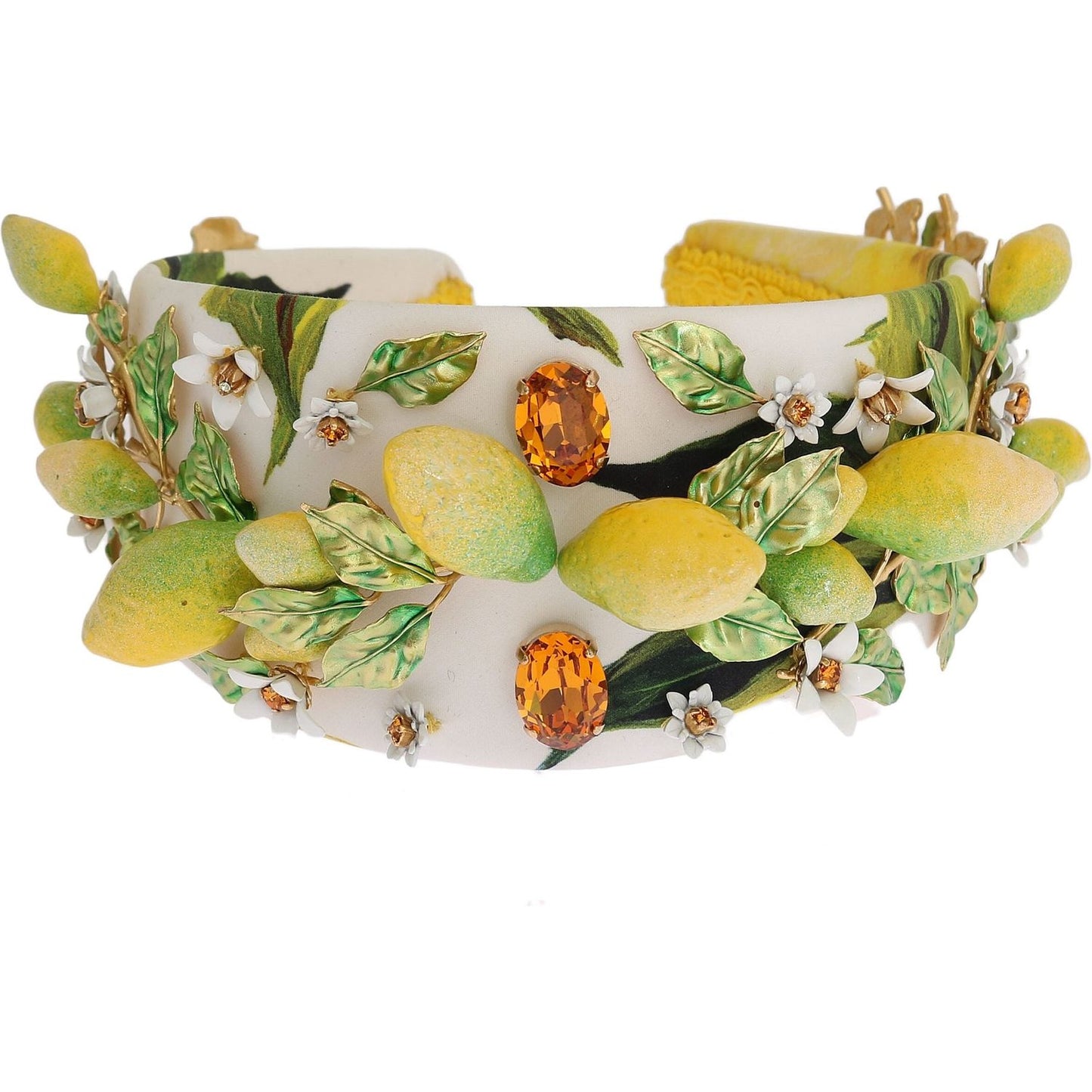 Dolce & Gabbana Yellow Lemons Sicily Crystal Diadem Tiara Headband SMY1037