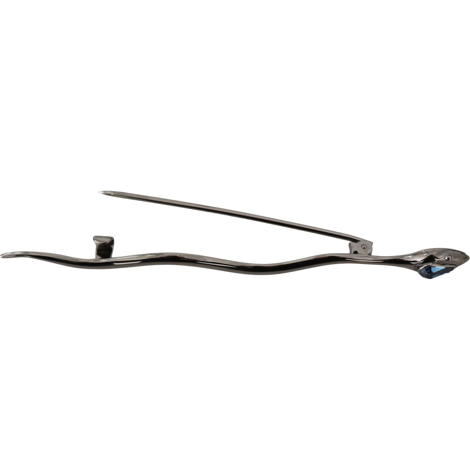 Dolce & Gabbana Silver Brass Crystal Spilla Serpente Brooch Pin