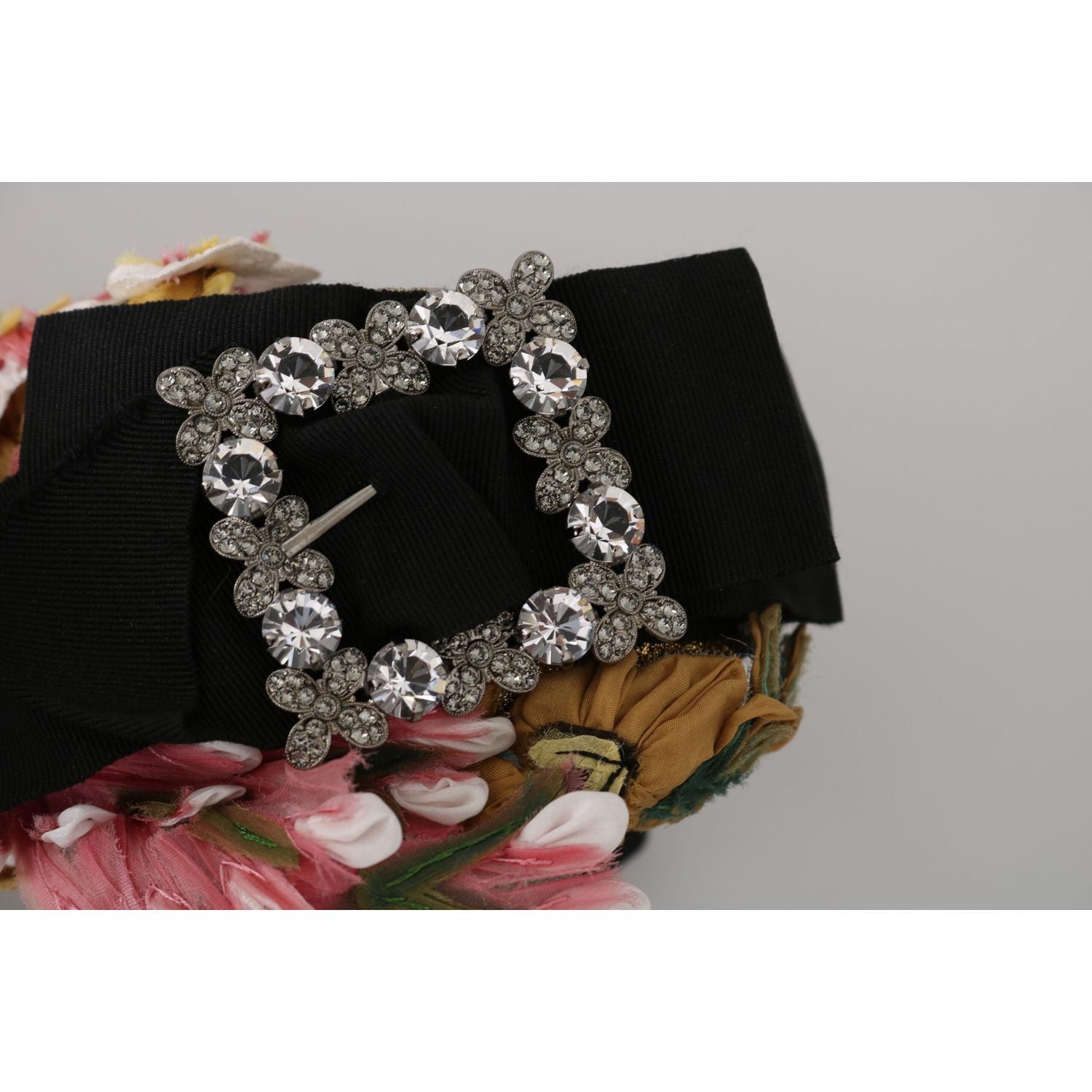 Dolce & Gabbana Multicolor Tiara Floral Crystal Bow Diadem Headband