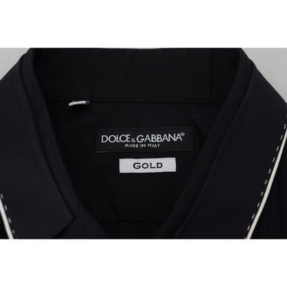 Dolce & Gabbana GOLD Black Tuxedo Slim Fit Cotton Shirt