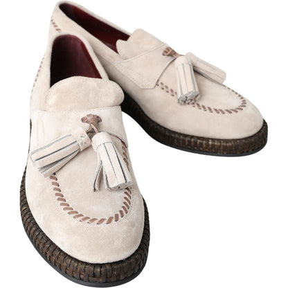 Dolce & Gabbana Ivory Suede Leather Men Espadrille Shoes