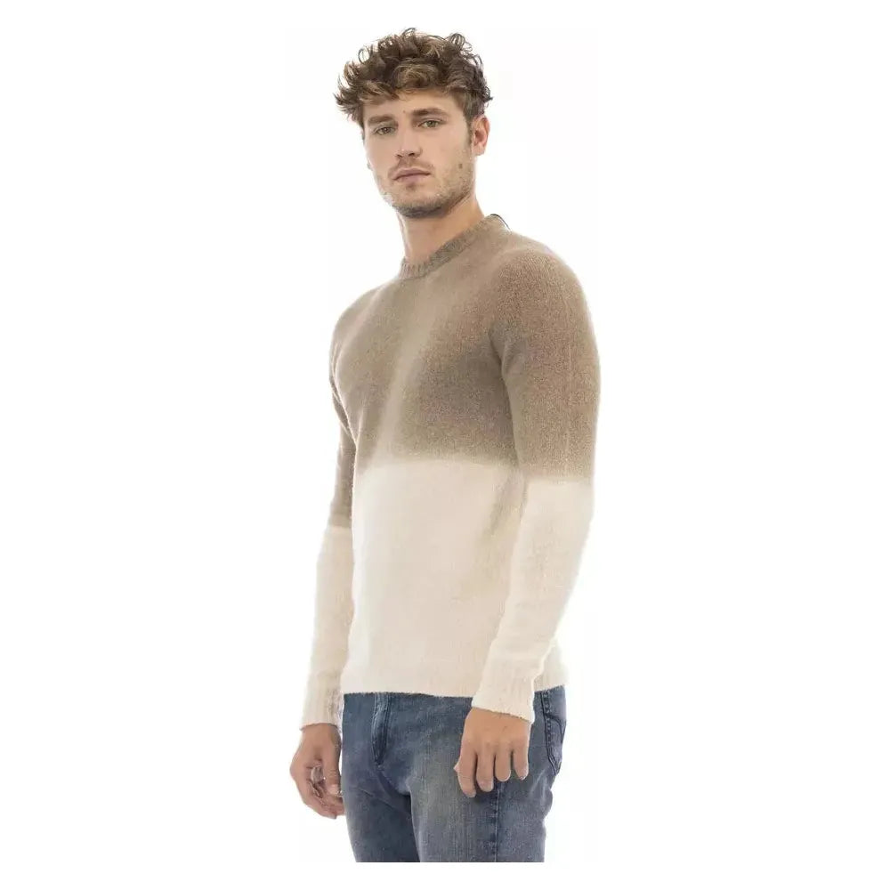 Alpha Studio Beige Alpaca Men Sweater