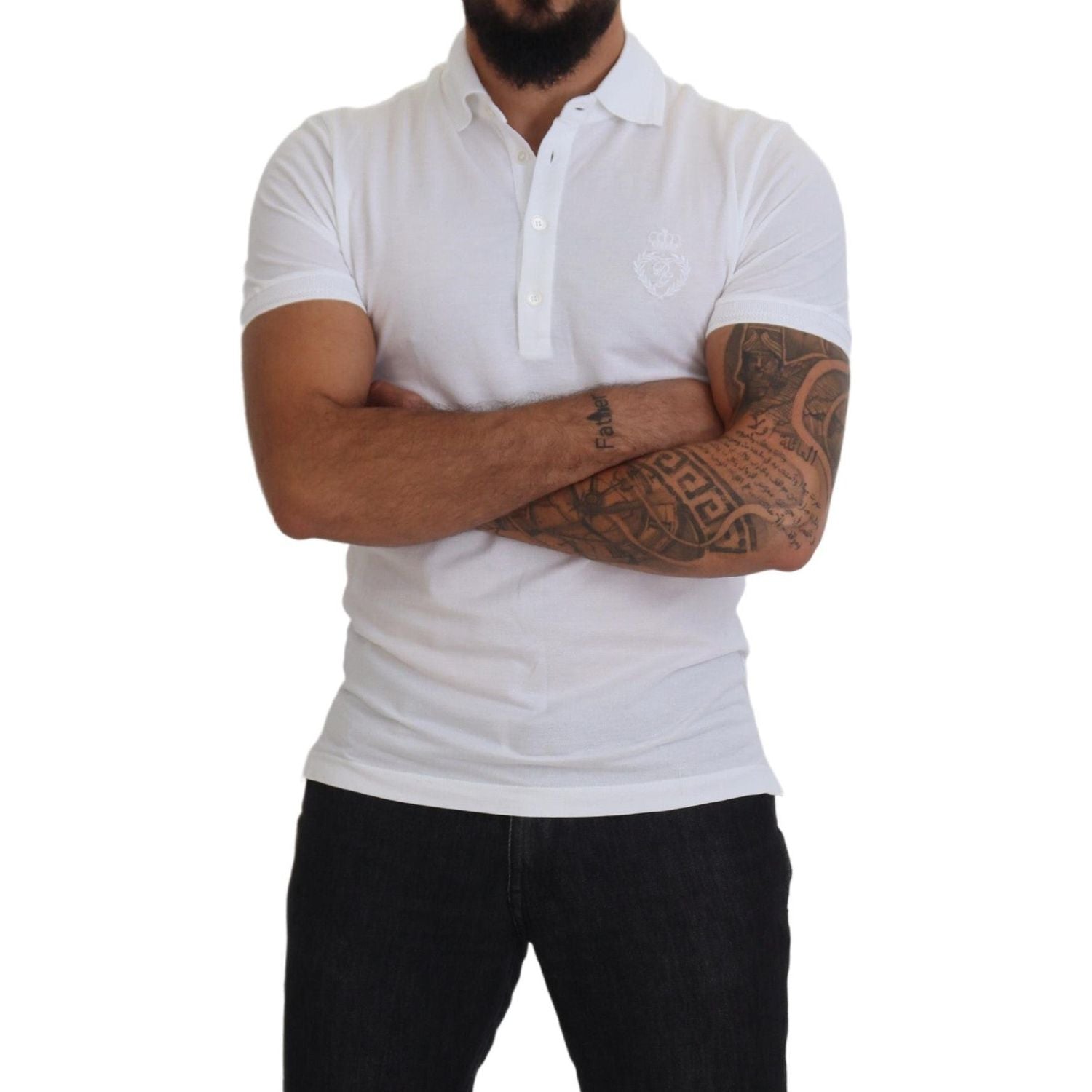 Dolce & Gabbana White Cotton Logo Short Sleeve Polo T-shirt