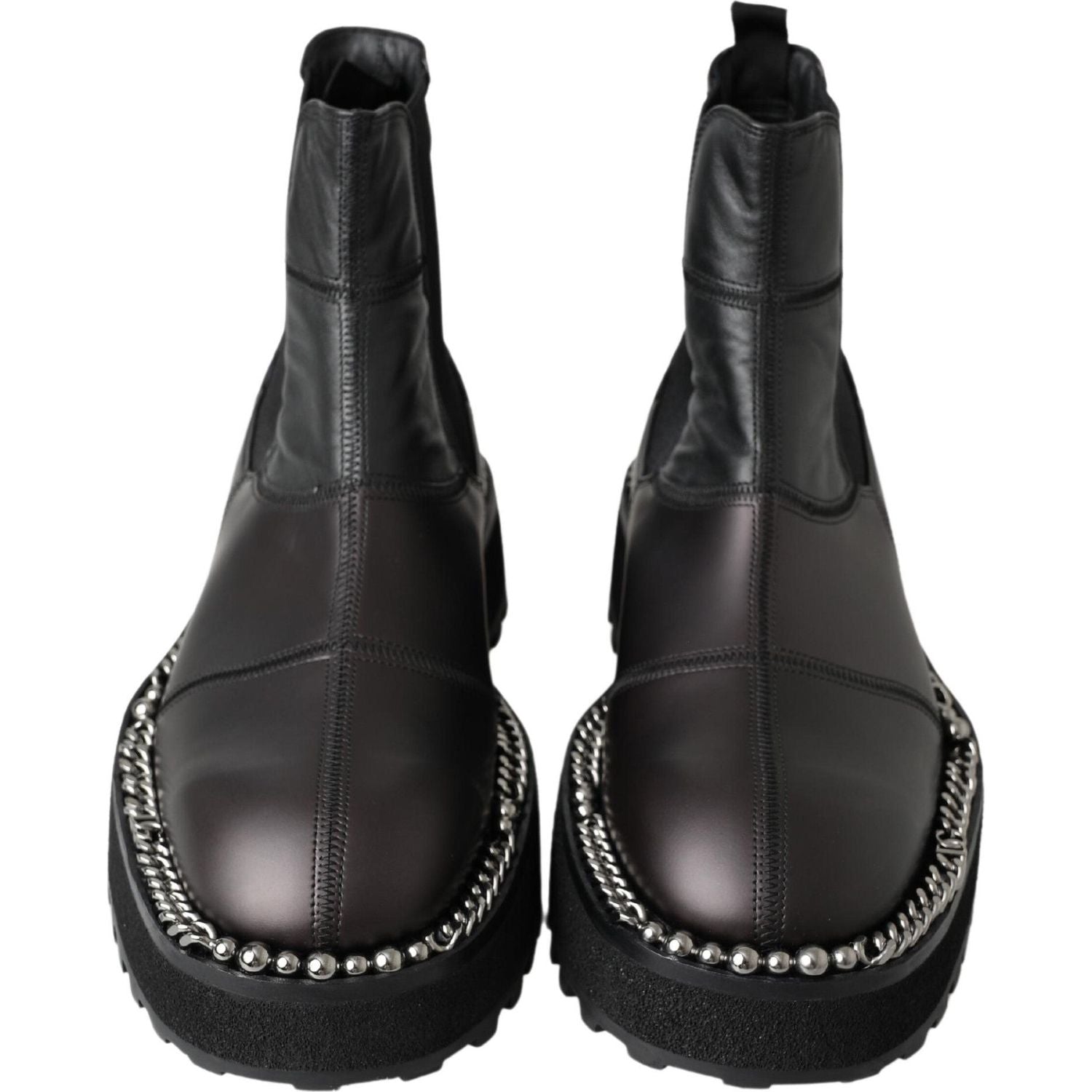 Dolce & Gabbana Black Leather Slip on Stretch Boots