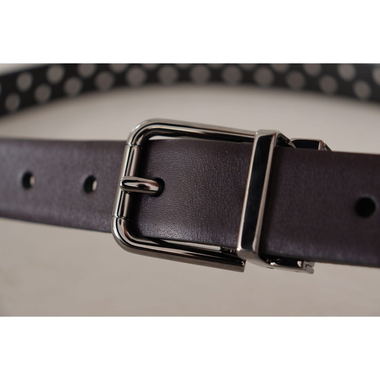 Dolce & Gabbana Dark Purple Perforated Leather Metal Buckle Belt