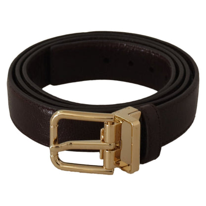 Dolce & Gabbana Brown Leather Gold Metal Buckle Belt