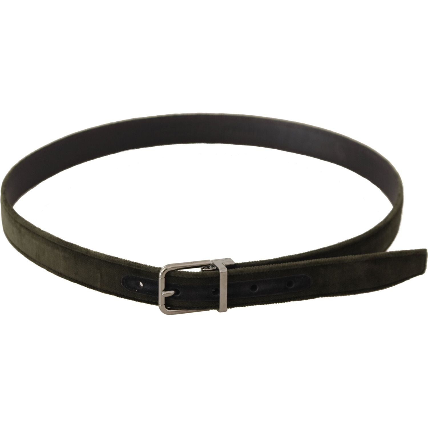 Dolce & Gabbana Green Velvet Silver Tone Metal Buckle Belt