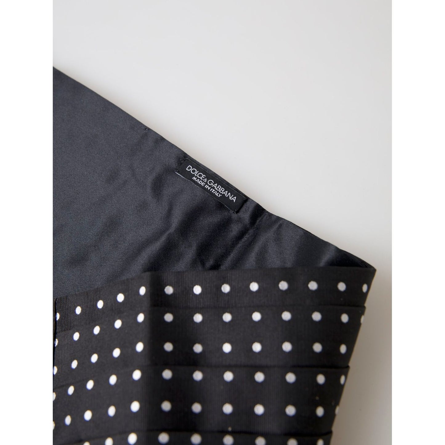 Dolce & Gabbana Black Silk Polka Waist Tuxedo Belt Cummerbund