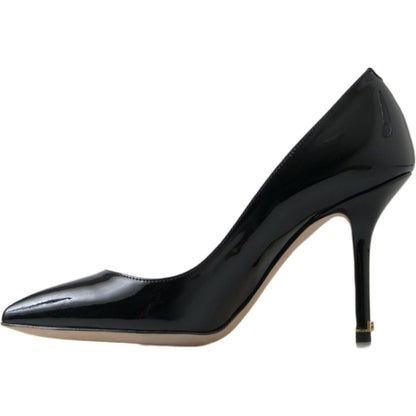Dolce & Gabbana Black Patent Leather High Heels Pumps Shoes