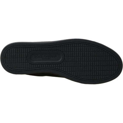 Dolce & Gabbana Black Gold Leather Classic Sneakers Shoes