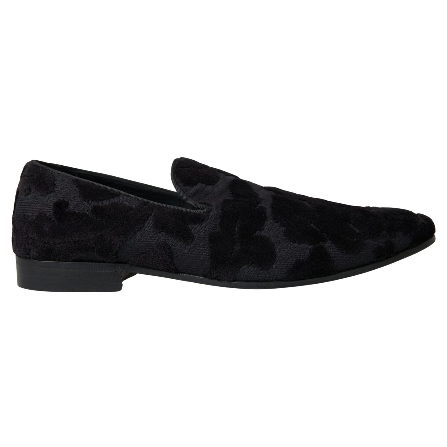 Dolce & Gabbana Black Brocade Loafers Formal Shoes